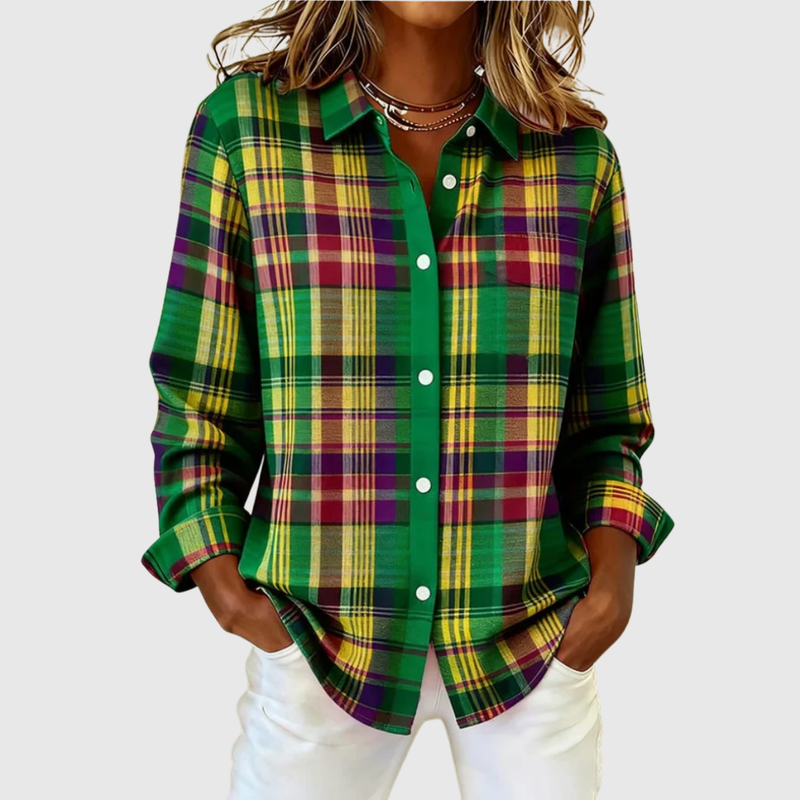 BRIELLE | VIBRANT CHECK BLOUSE
