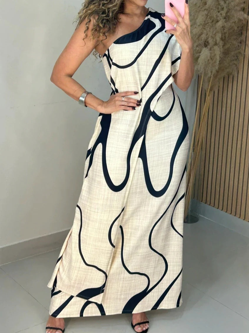 Riley Pattern Off-Shoulder Maxi Dress