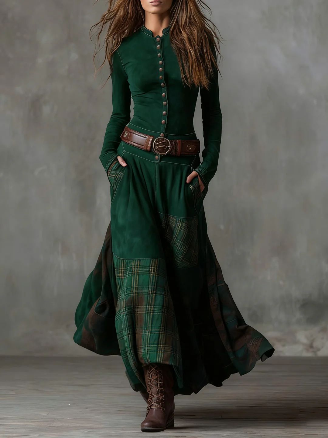 Leonora | Vintage Long Dress (Includes Belt)