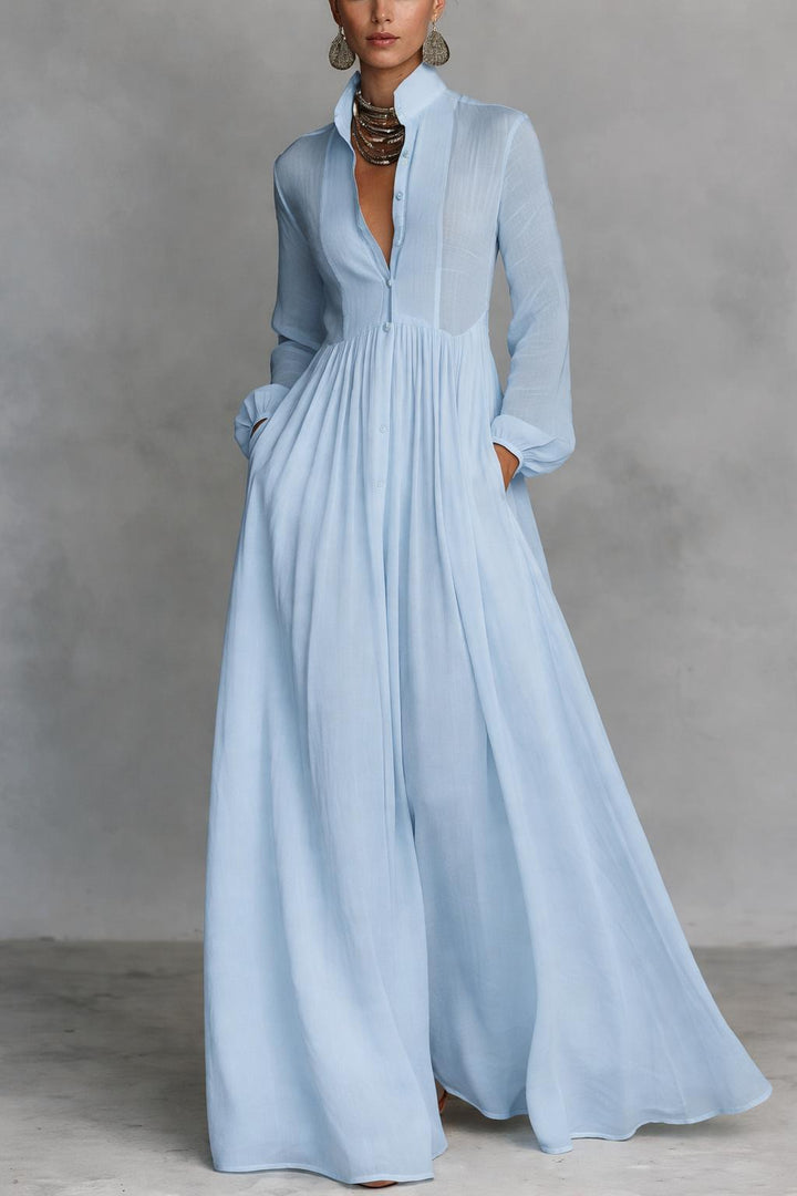 Sage | Flowing Button-Front Maxi Dress