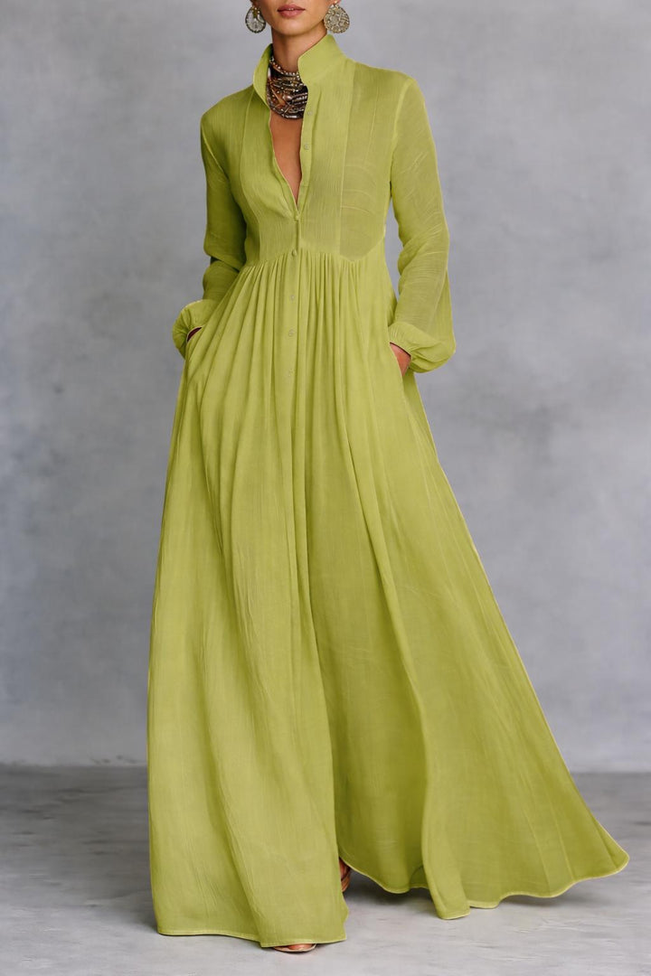 Sage | Flowing Button-Front Maxi Dress