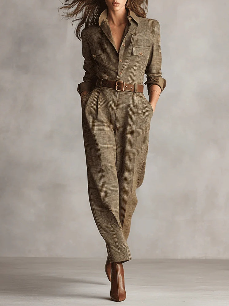 Corenne | Elegant Plaid Jumpsuit