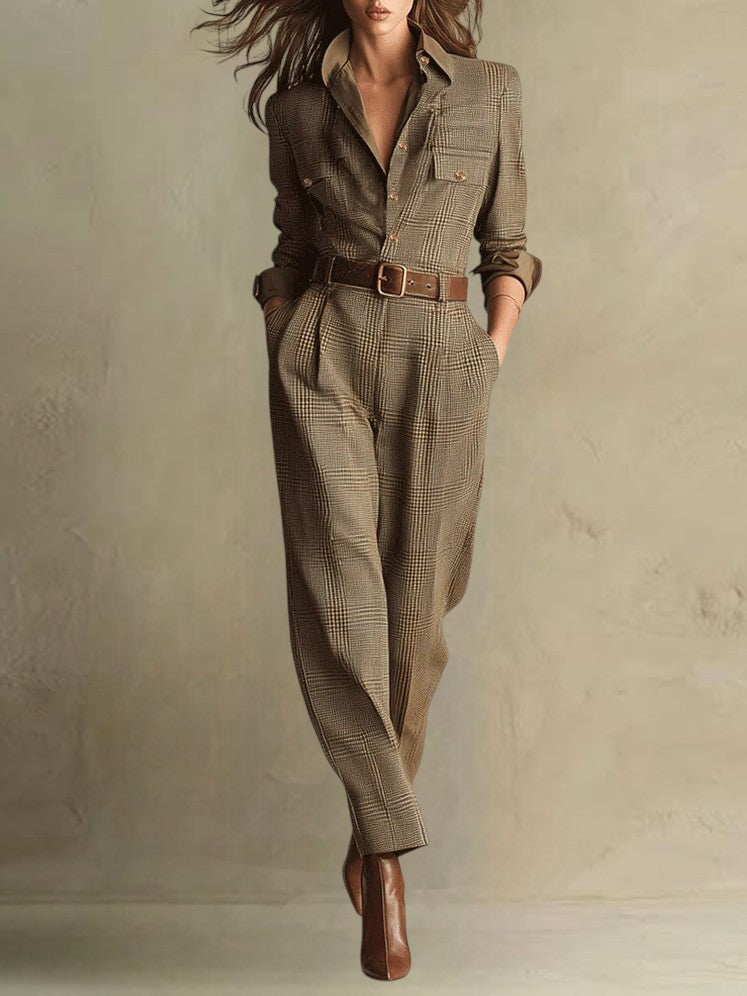 Corenne | Elegant Plaid Jumpsuit