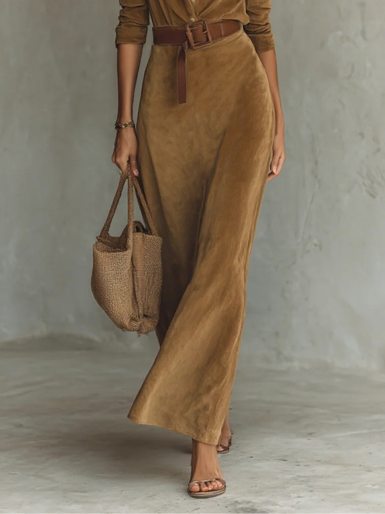 Célianne | Chic Suede Maxi Gown