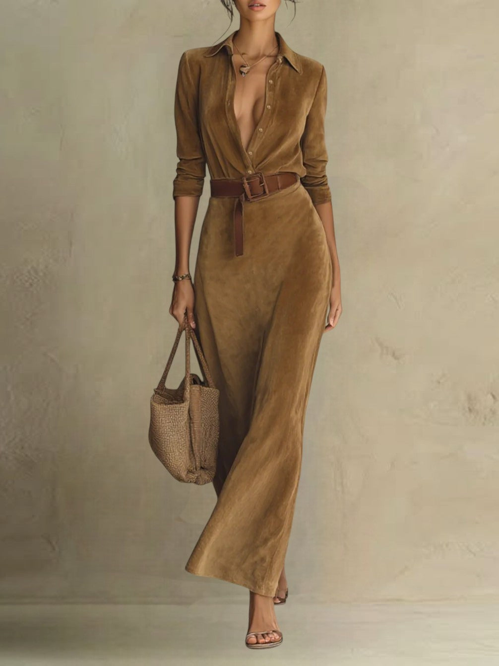 Célianne | Chic Suede Maxi Gown