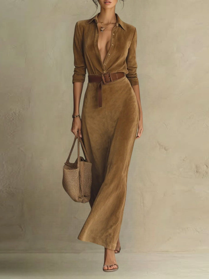Célianne | Chic Suede Maxi Gown