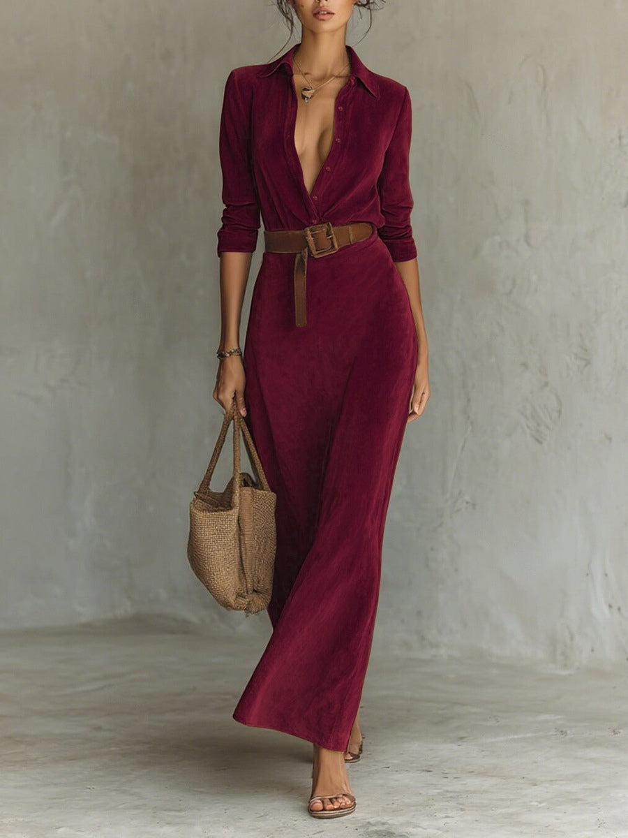 Célianne | Chic Suede Maxi Gown