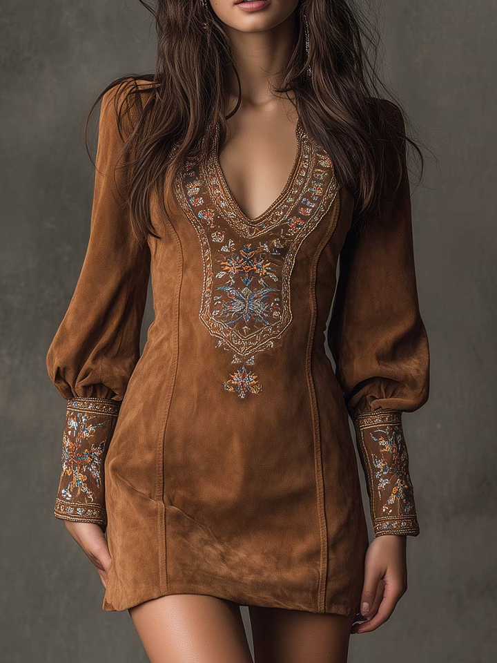 Brinley Dress with Suede Effect