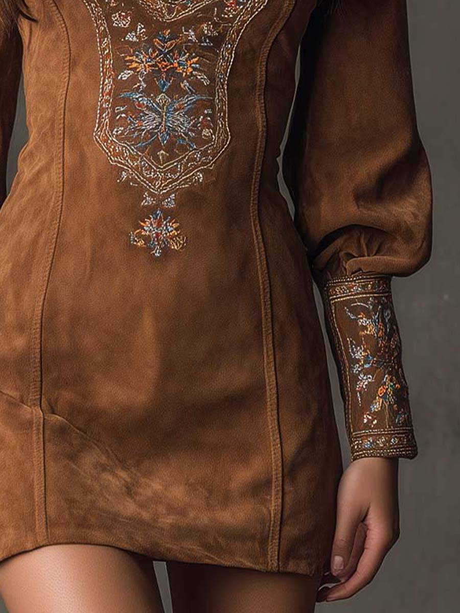 Brinley Dress with Suede Effect