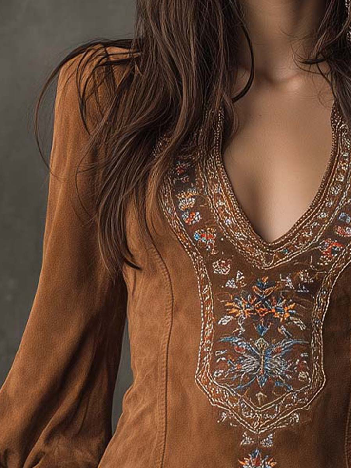 Brinley Dress with Suede Effect