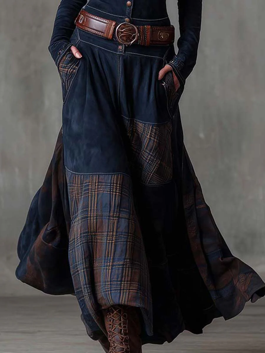 ORLA | PATCHWORK CHECK MAXI DRESS