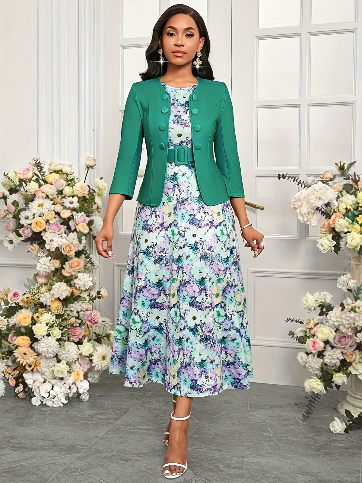 BOZENA | BELTED PATTERNED TWO-PIECE SET