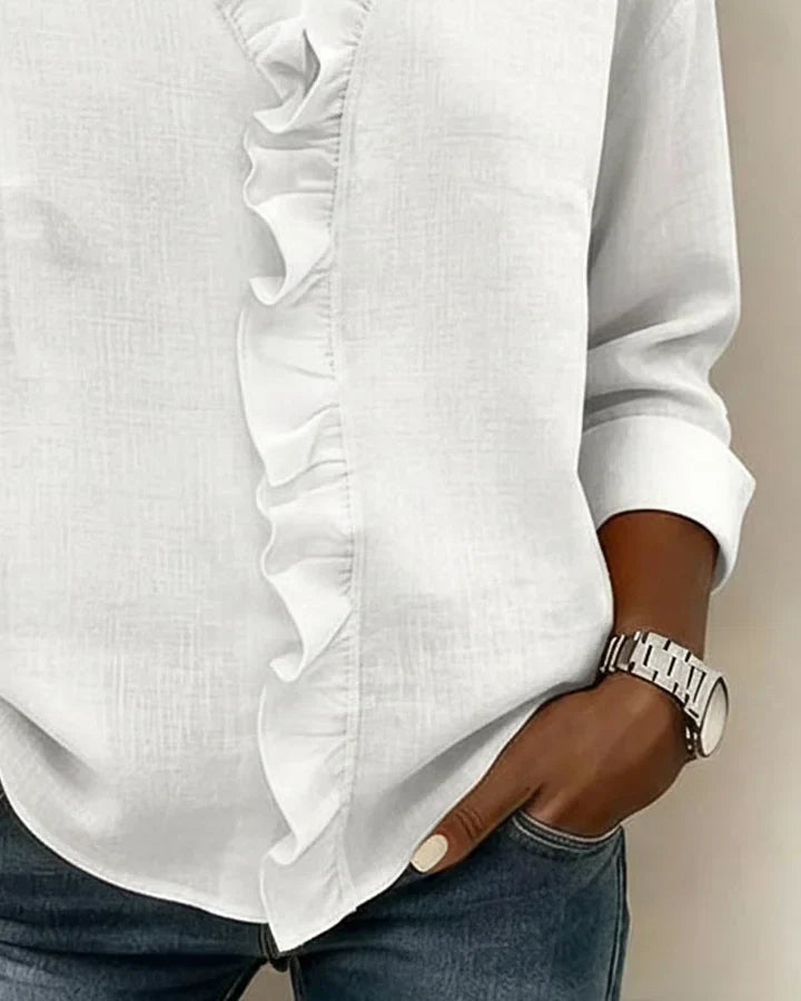 Blakely | Blouse with Ruffles, V-Neck and Long Sleeves
