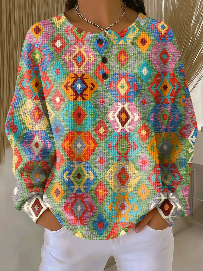Tilde | Colorful Checkered Knit Sweater
