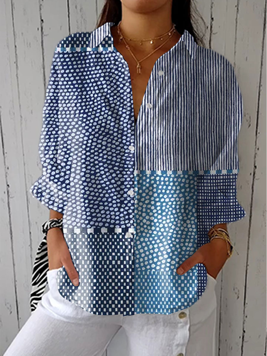 Daphne | Ocean Patchwork Blouse
