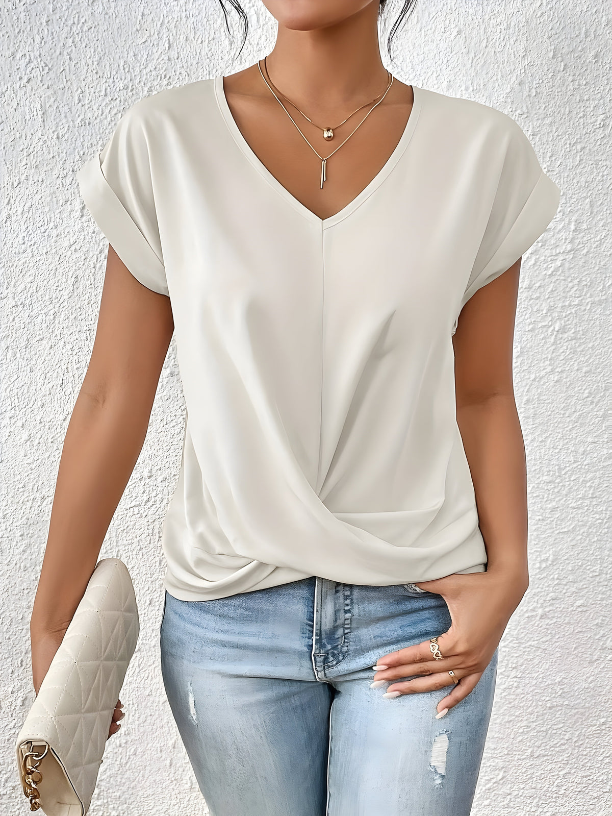 Kathrina | Twist-Front V-Neck Top
