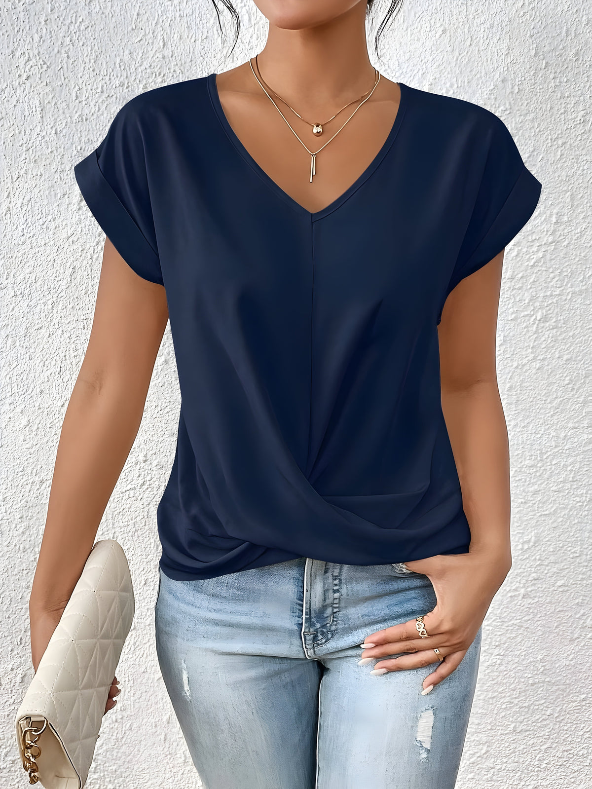 Kathrina | Twist-Front V-Neck Top