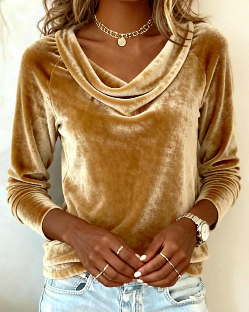 Allison - Luxurious Velvet Drape-Neck Top