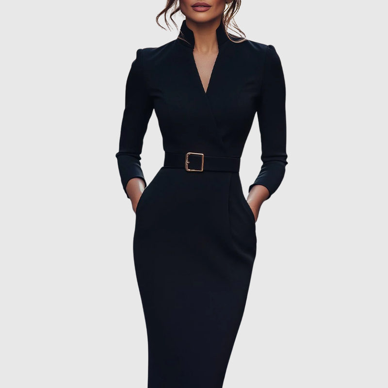 CLARA | BELTED PENCIL MIDI DRESS