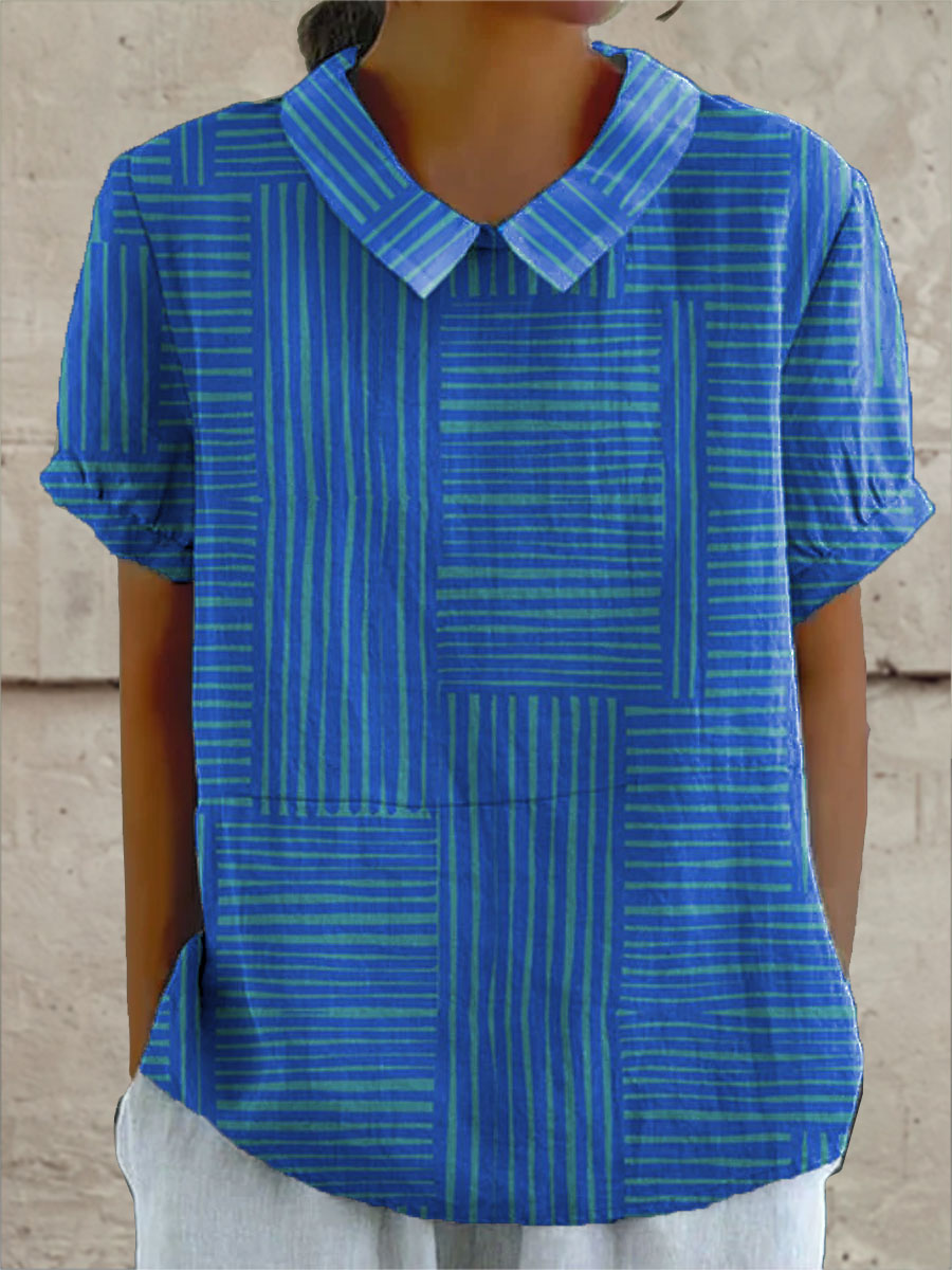 Amelia | Striped Geometric Shirt