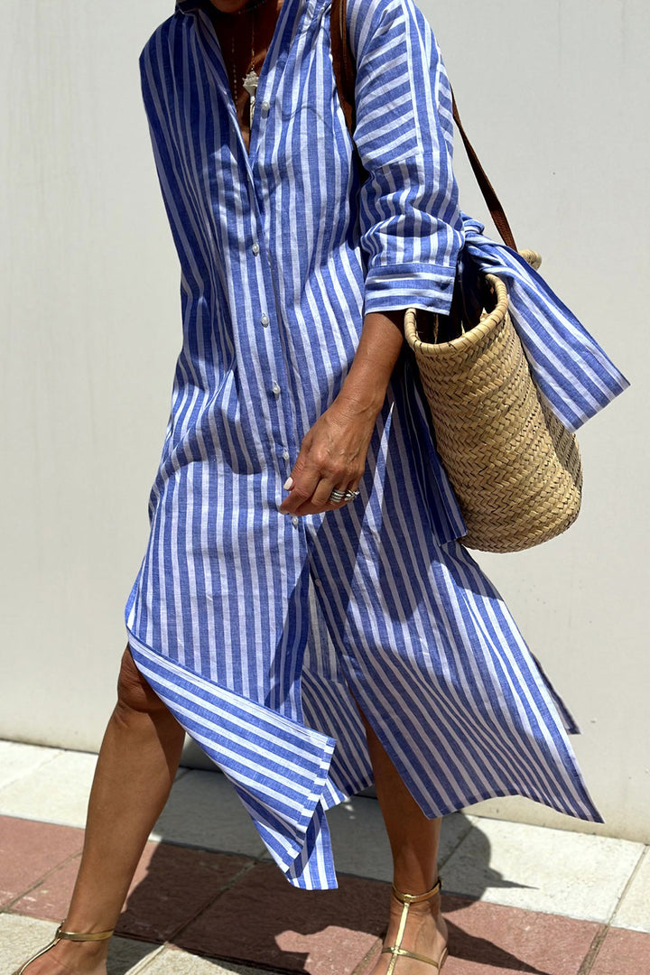 Natalie | Timeless Striped Shirt Dress with Elegant Comfort