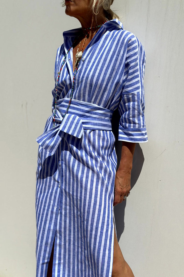 Natalie | Timeless Striped Shirt Dress with Elegant Comfort