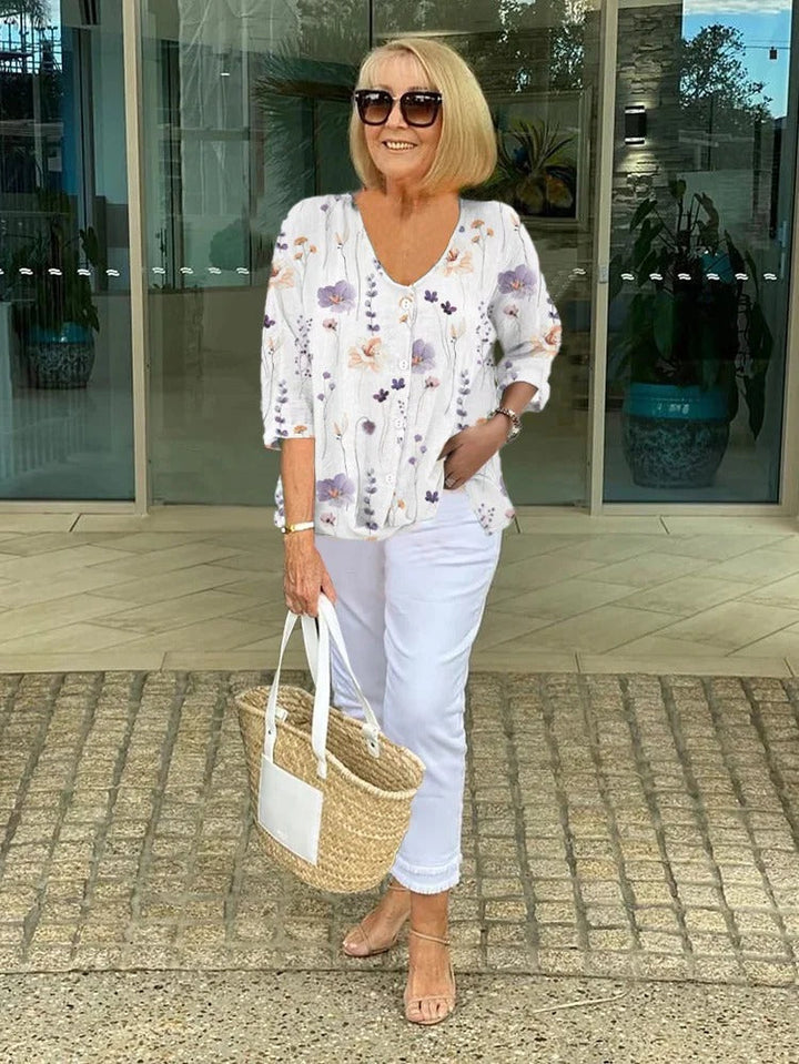 Claire | Printed Button Tunic Top