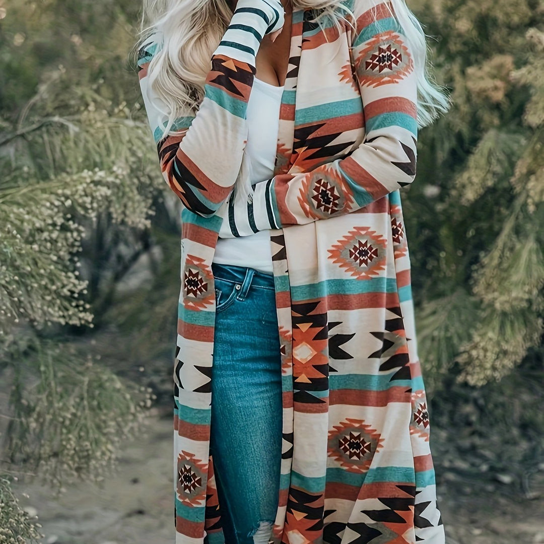 MAYA | LONGLINE PRINT CARDIGAN