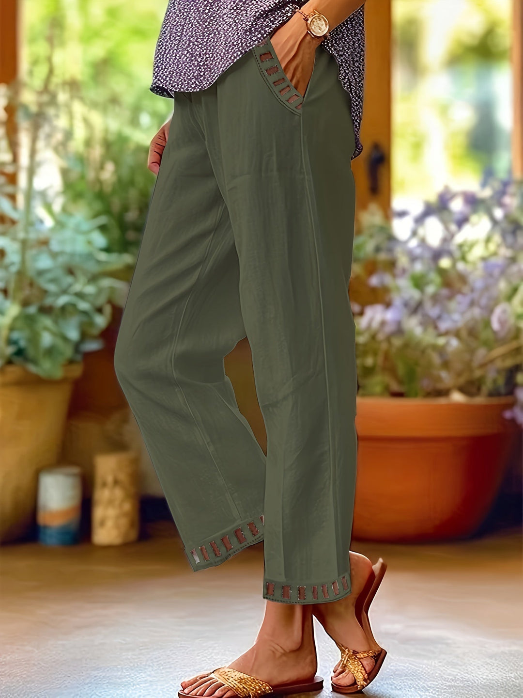 Sloane – Relaxed Contrast Trim Cropped Pants