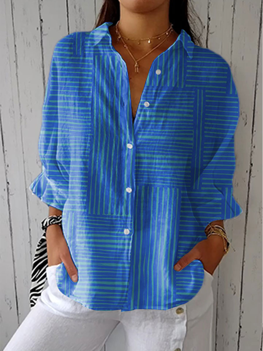 Elena | Azure Stripe Blouse