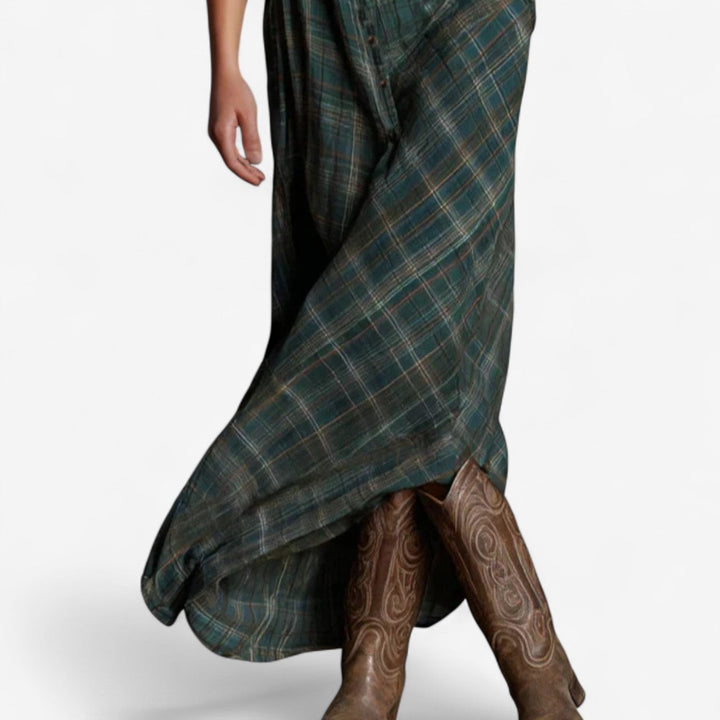 CECILE | CHECKED MAXI SHIRT DRESS