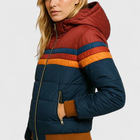 SERENA | RETRO STRIPED PUFFER JACKET