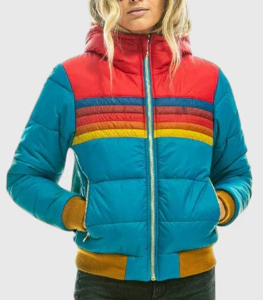 SERENA | RETRO STRIPED PUFFER JACKET