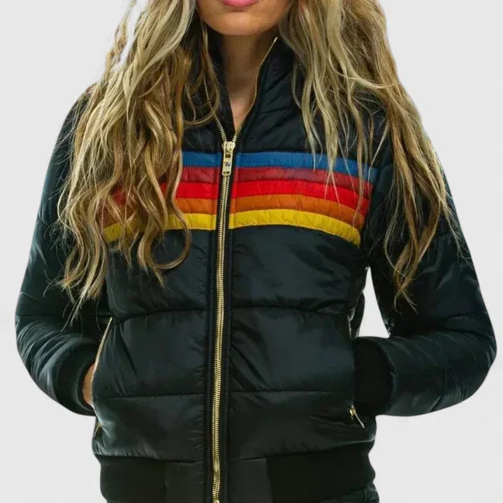 SERENA | RETRO STRIPED PUFFER JACKET