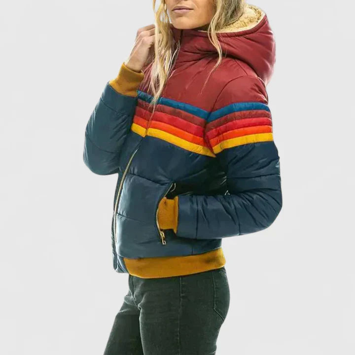SERENA | RETRO STRIPED PUFFER JACKET