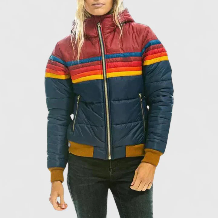 SERENA | RETRO STRIPED PUFFER JACKET