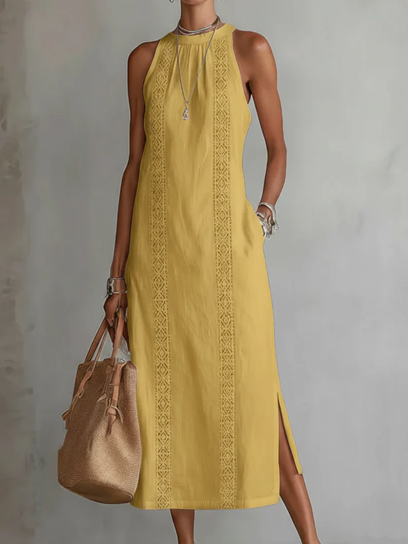 Jazelle | Sleeveless Lace Detail Midi Dress