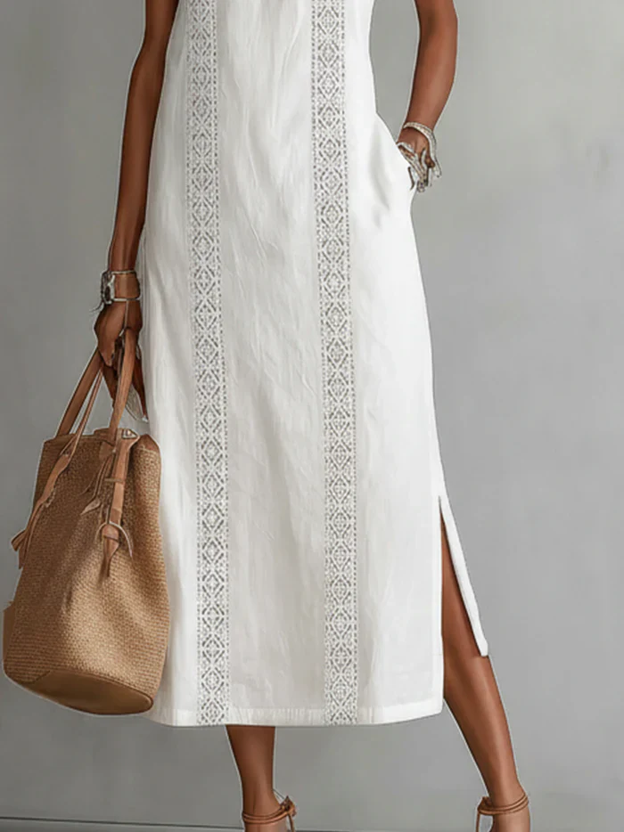 Liorah | Sleeveless Lace Detail Midi Dress