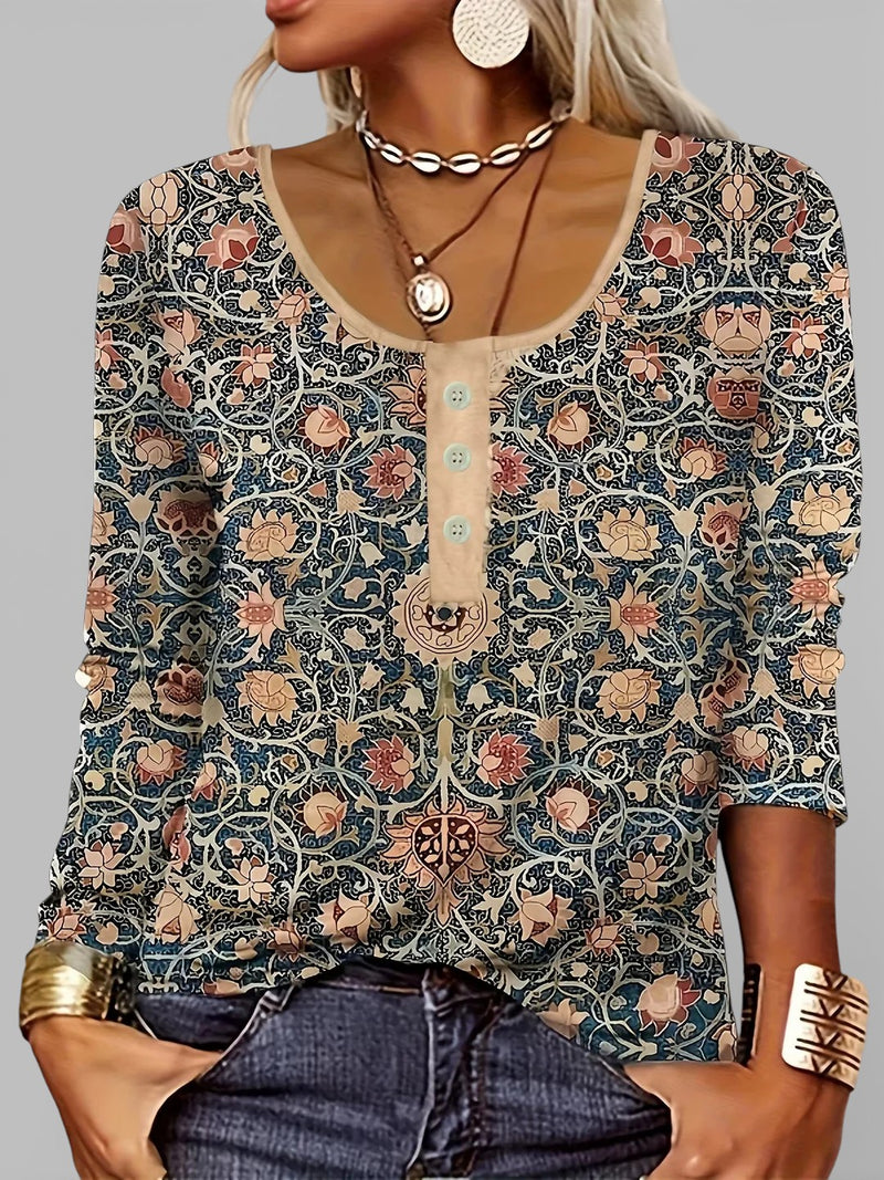 Olivia | Vintage Floral Button Blouse