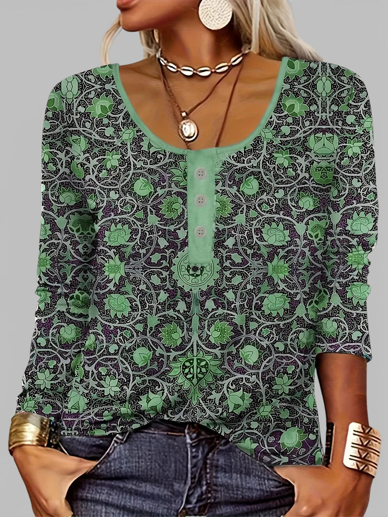 Emily | Vintage Botanical Button Blouse