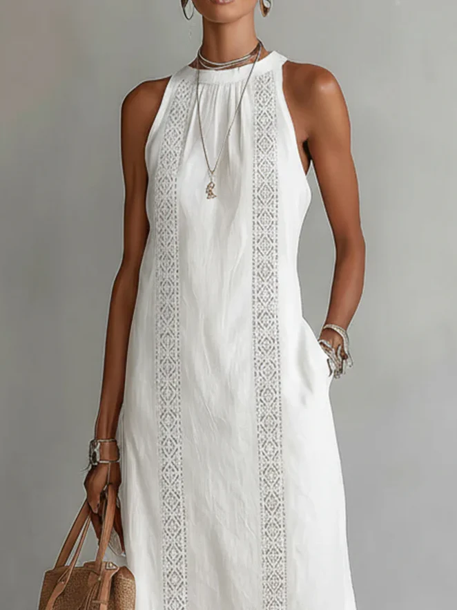 Liorah | Sleeveless Lace Detail Midi Dress