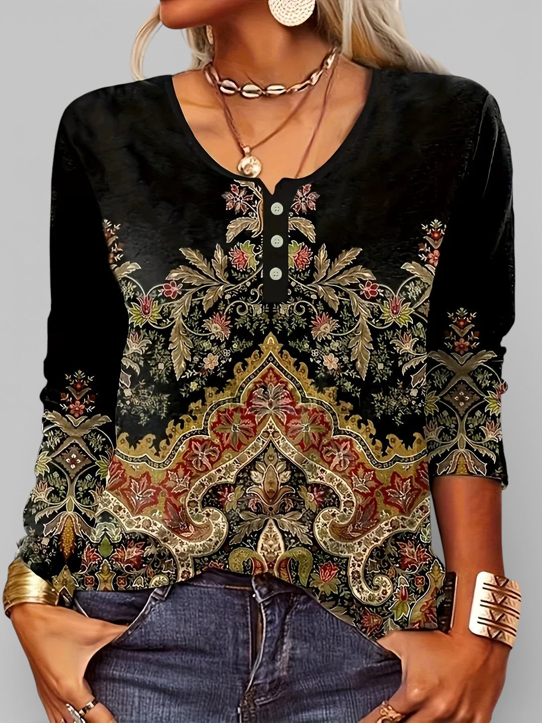 Madeline | Ornate Vintage Button Blouse