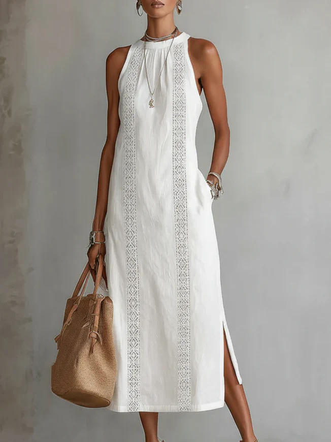 Liorah | Sleeveless Lace Detail Midi Dress