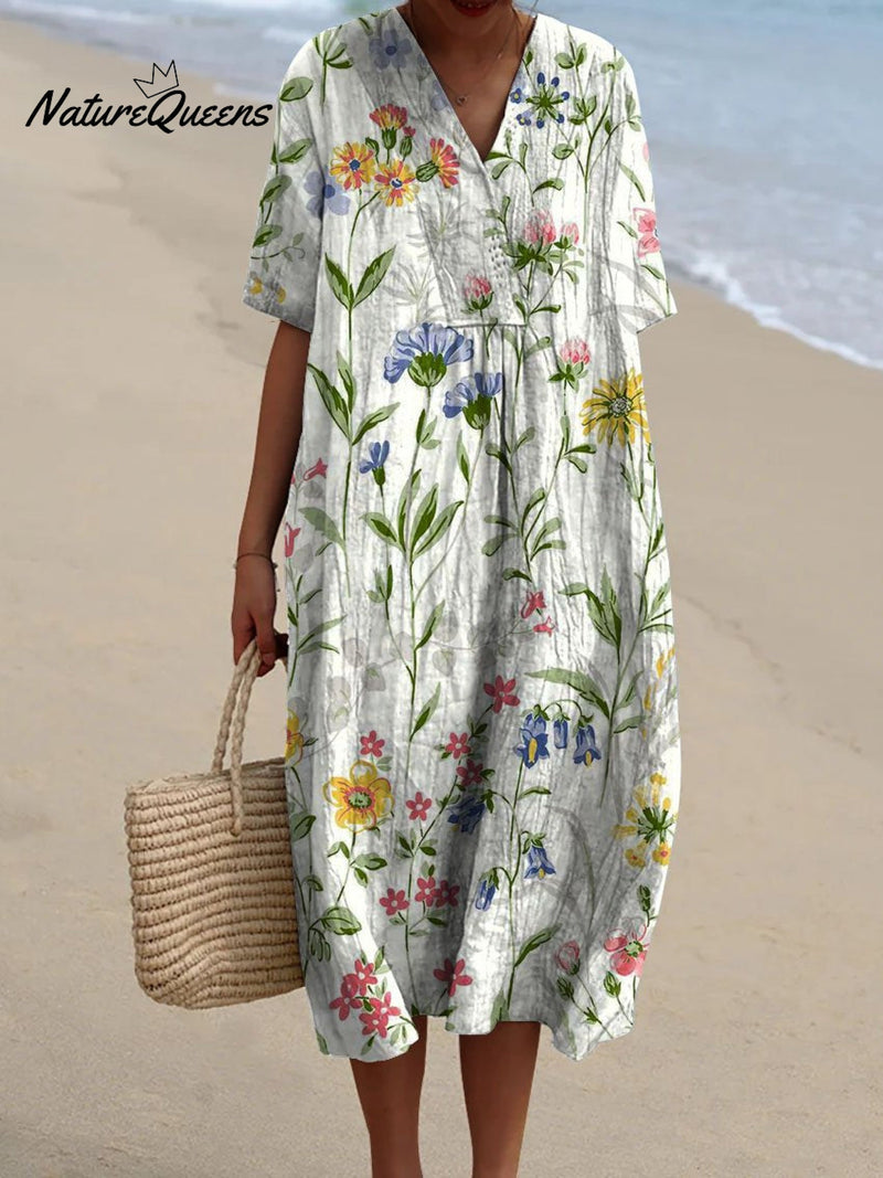 Autumn Vintage Floral Casual Flowing Dress