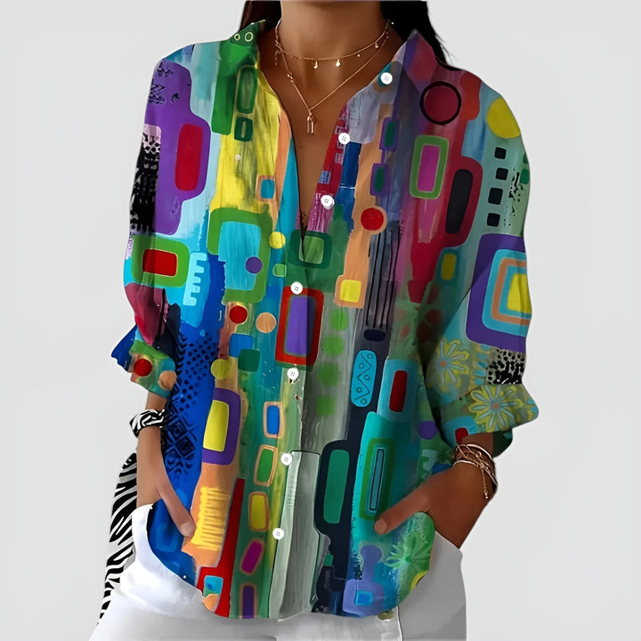 Scarlett blouse with geometric pattern