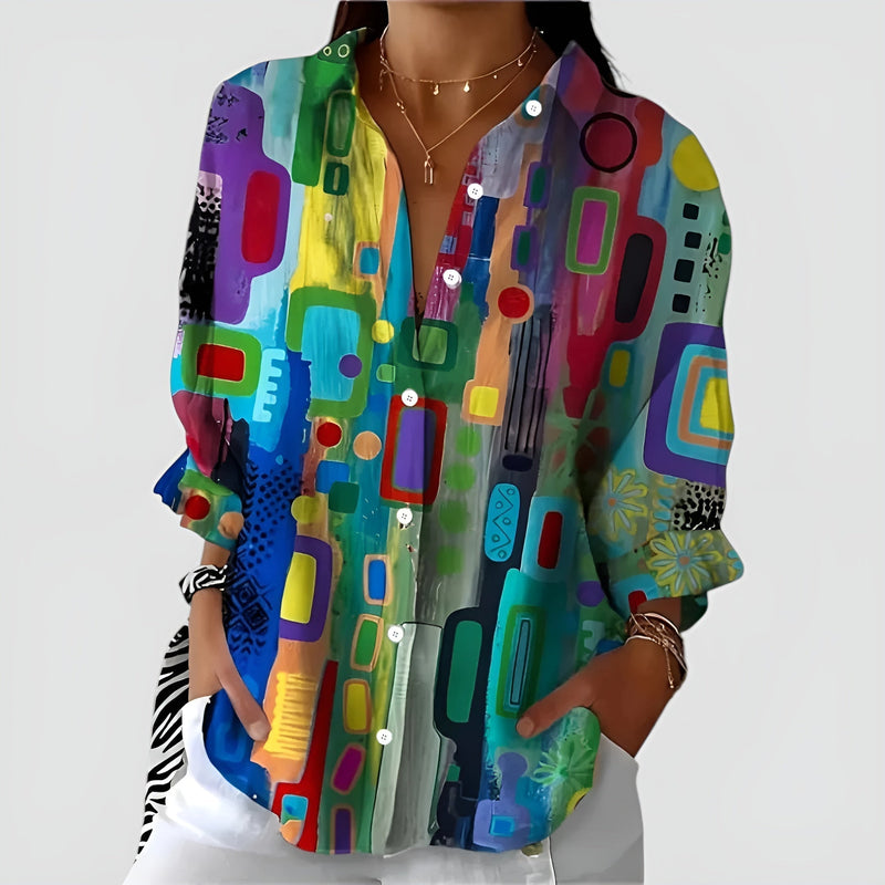 Scarlett blouse with geometric pattern