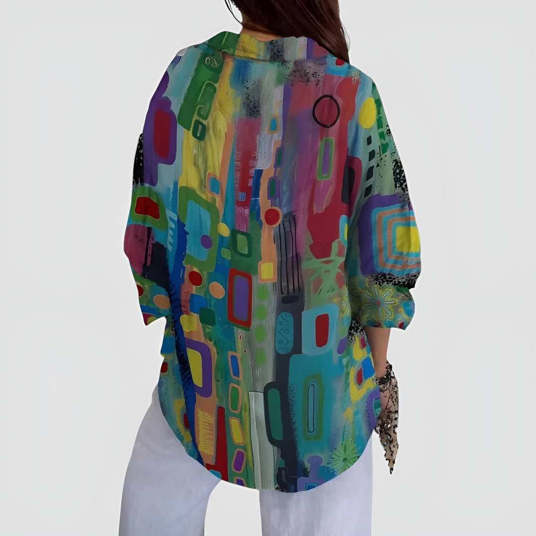 Scarlett blouse with geometric pattern