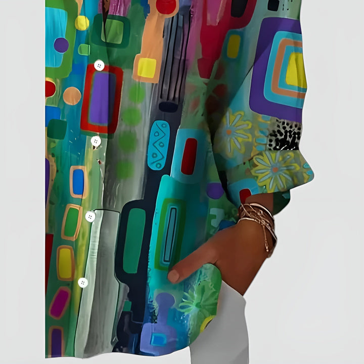 Scarlett blouse with geometric pattern
