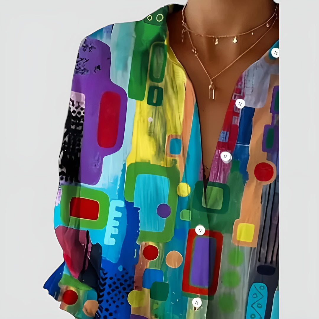 Scarlett blouse with geometric pattern
