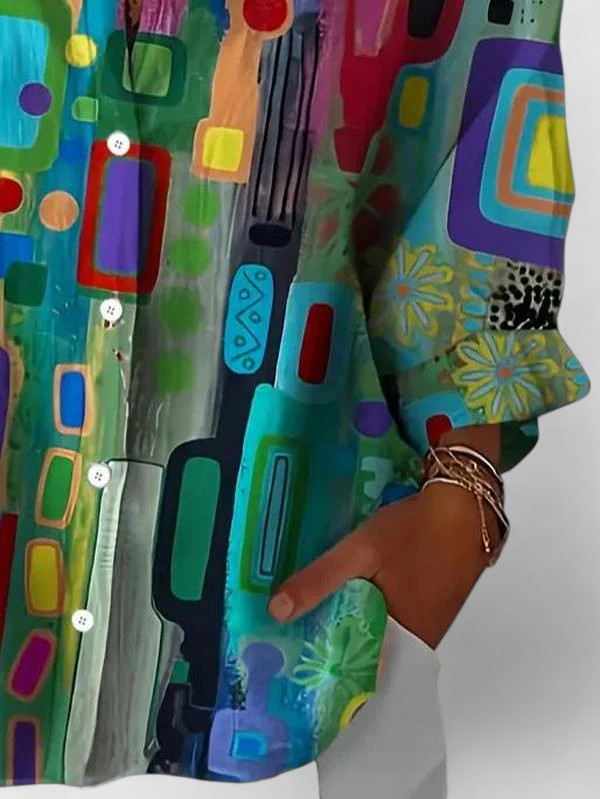 Claire | Elegant Geometric Pattern Blouse